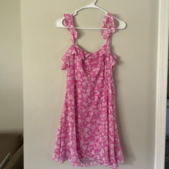 Livi Pink Floral Print Ruffled Skater Dress - Picture 4 of 8